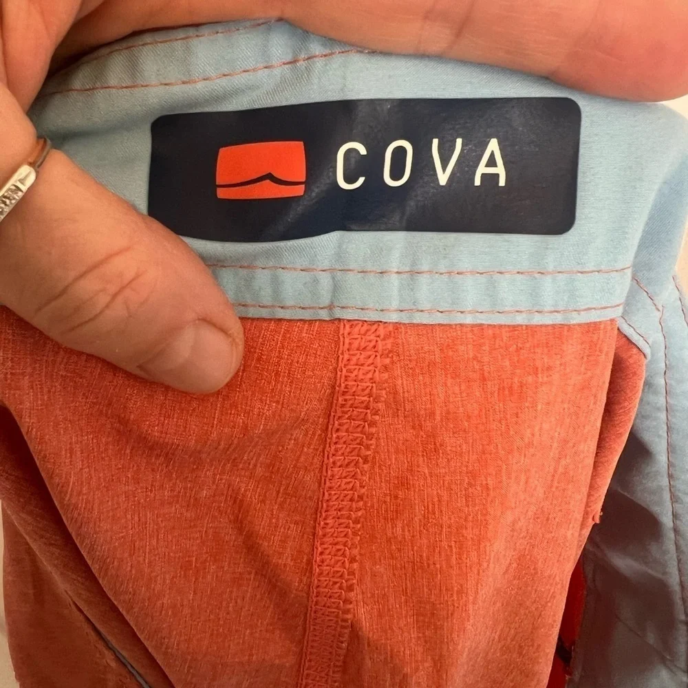 Cova Men’s Swim Trunks Board Shorts Orange Floral Tropical Print Size 40